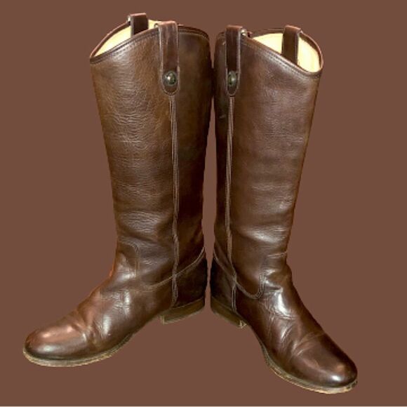 FRYE Brown Leather Mid Calf Campus Smooth Shaft Western Boots Low Heel Size 9 - Picture 16 of 16